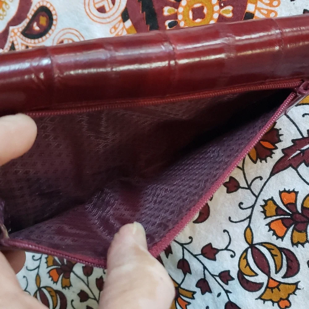 VTG Burgundy Genuine Eel Skin Long Clutch Wallet Soft Lux (BIN 005)